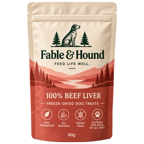 Fable & Hound Beef Liver freeze-dried dog treats 60g pouch