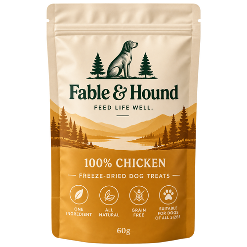 Fable & Hound Chicken freeze-dried dog treats 60g pouch