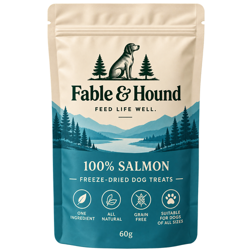 Fable & Hound Salmon freeze-dried dog treats 60g pouch